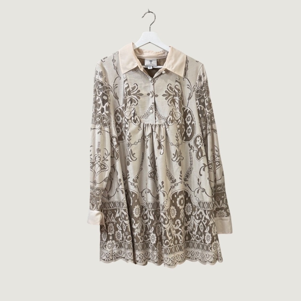 Anna Sui x Target 20th Anniversary Cream Tan Indie Boho Paisley Dress Babydoll L
